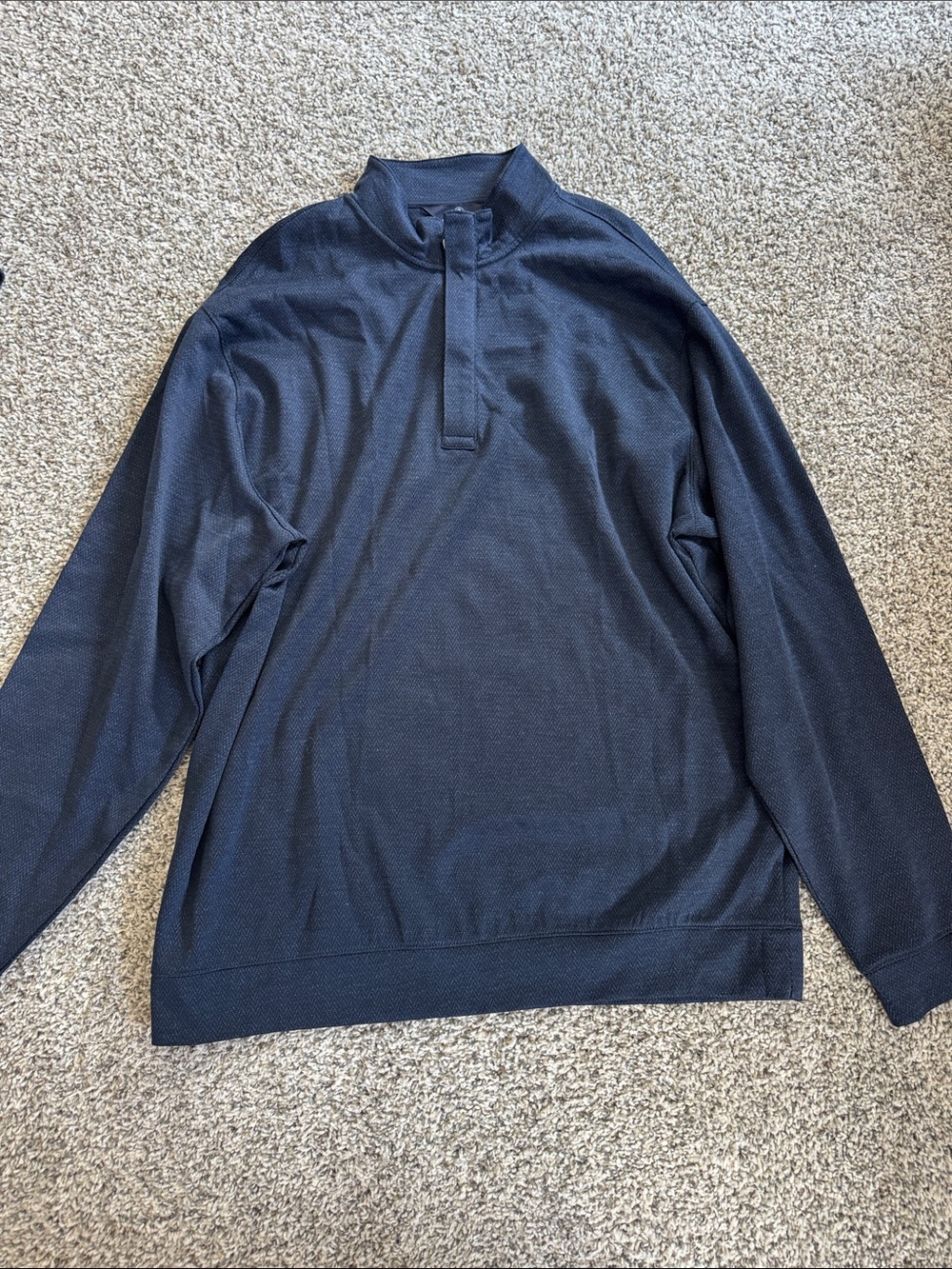 Hart Schaffner Marx Navy Zip Mock-Neck Sweater